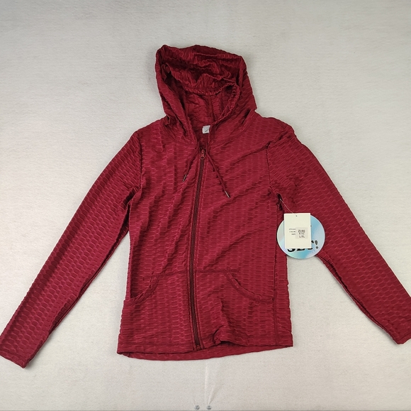 NWT Burgundy Scrunch Butt Active Leggings & Zip Up Jacket Set L/XL - Picture 6 of 14
